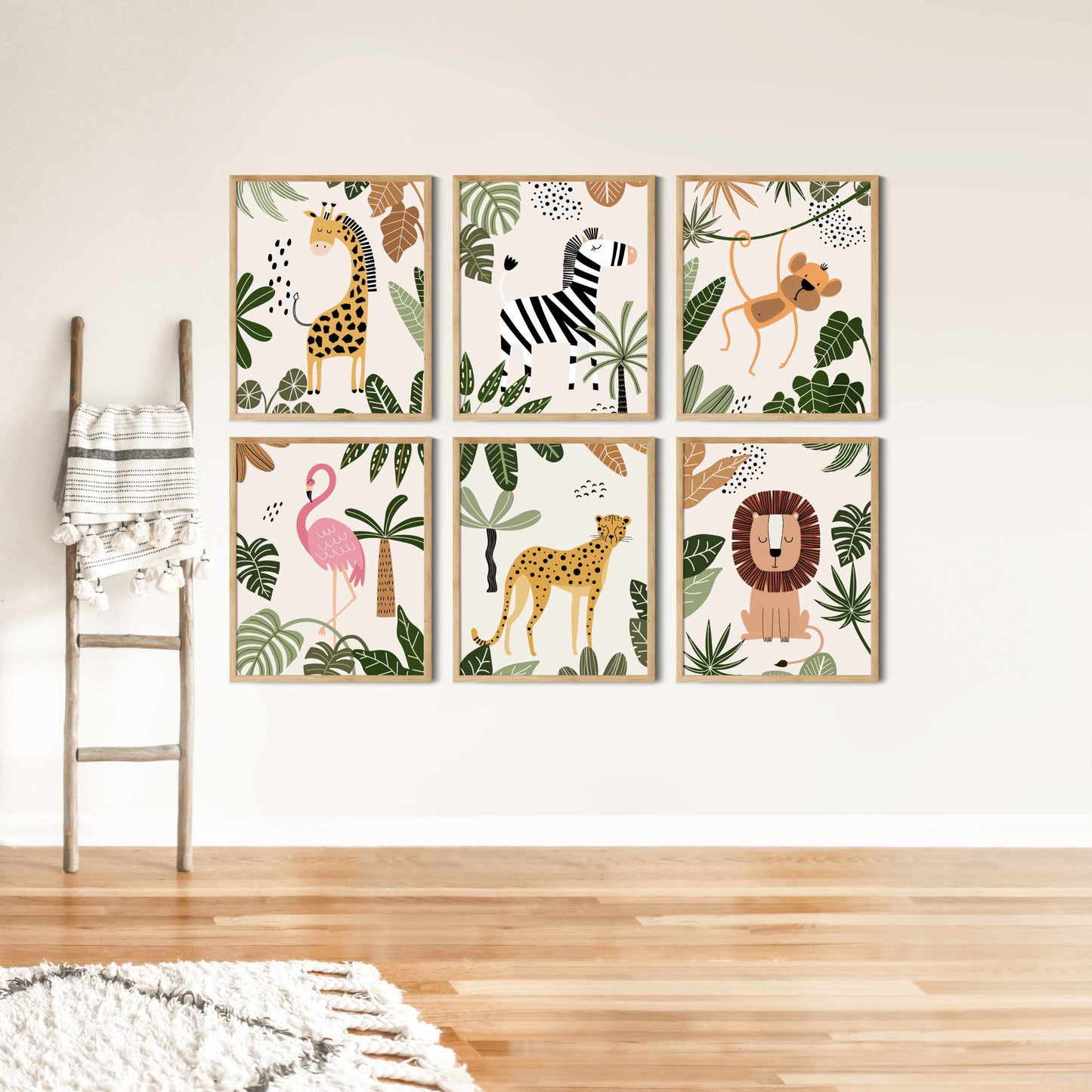 Printable Neutral Safari Nursery Wall Art Set of 6 Prints
