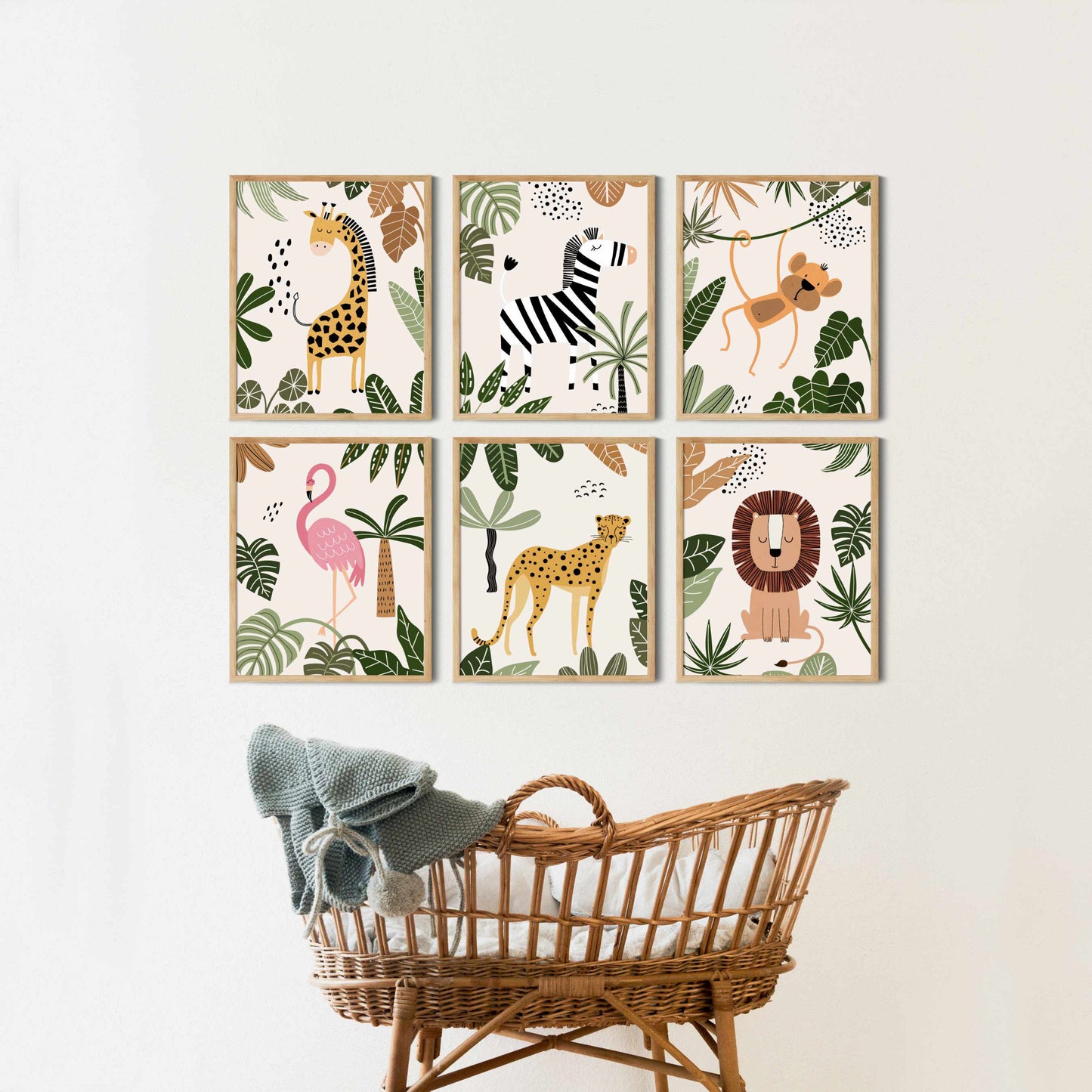 Printable Neutral Safari Nursery Wall Art Set of 6 Prints