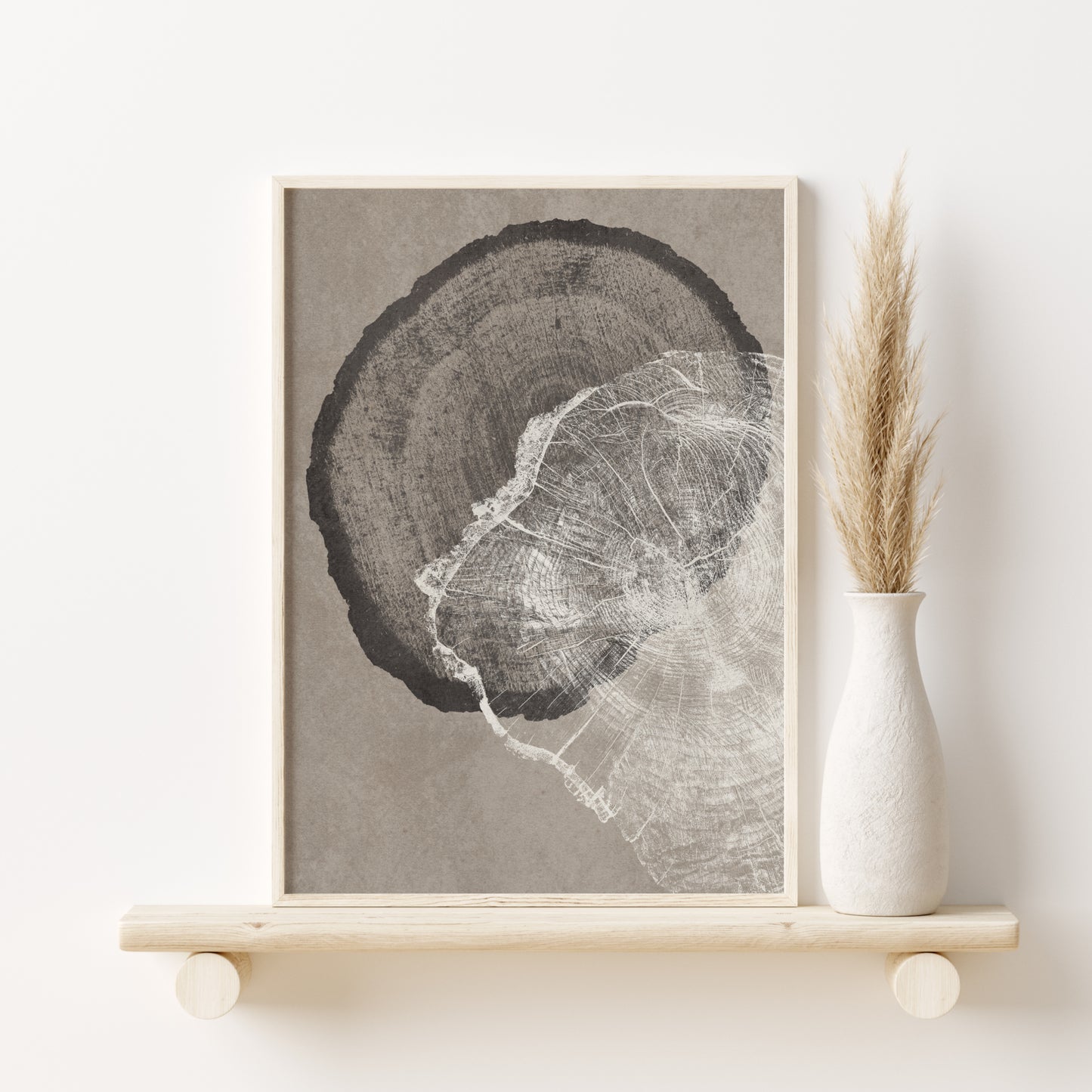 Printable Abstract Tree Ring Neutral Wall Art Set of 3