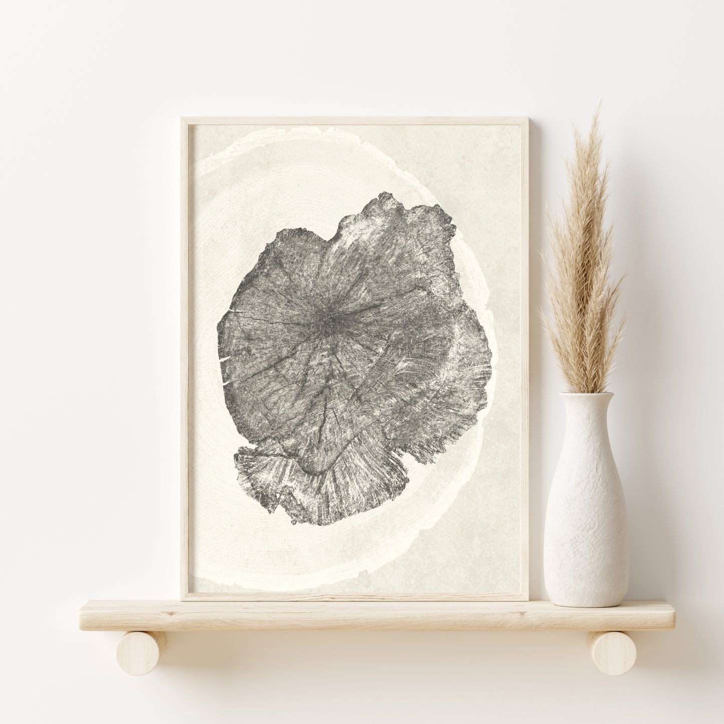 Printed Beige Tree Ring Set of 3 Prints