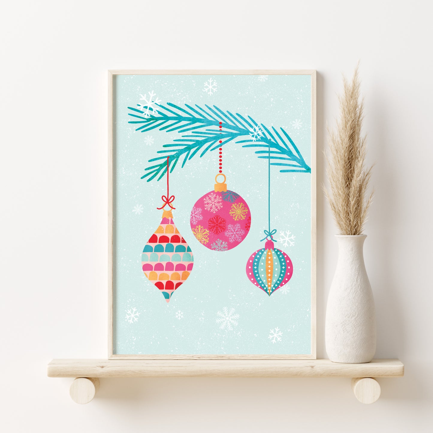 Printable Pink Christmas Decor Prints Set of 8, Colorful Christmas Wall Art, Christmas Decor