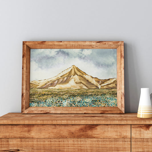 Printable Field of Flowers Landscape Wall Art Mountain Art Print
