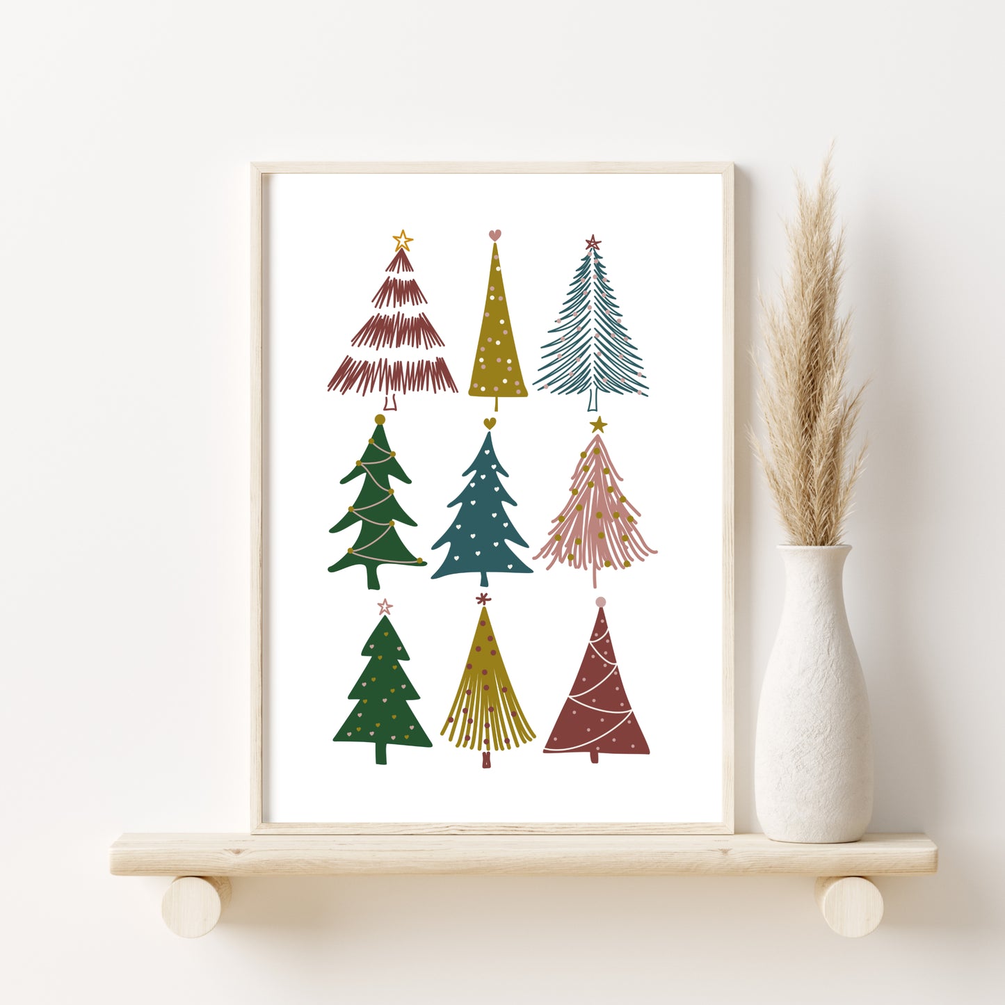 Printed Art Boho Christmas Prints Set