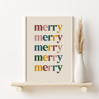 Printed Art Boho Christmas Prints Set