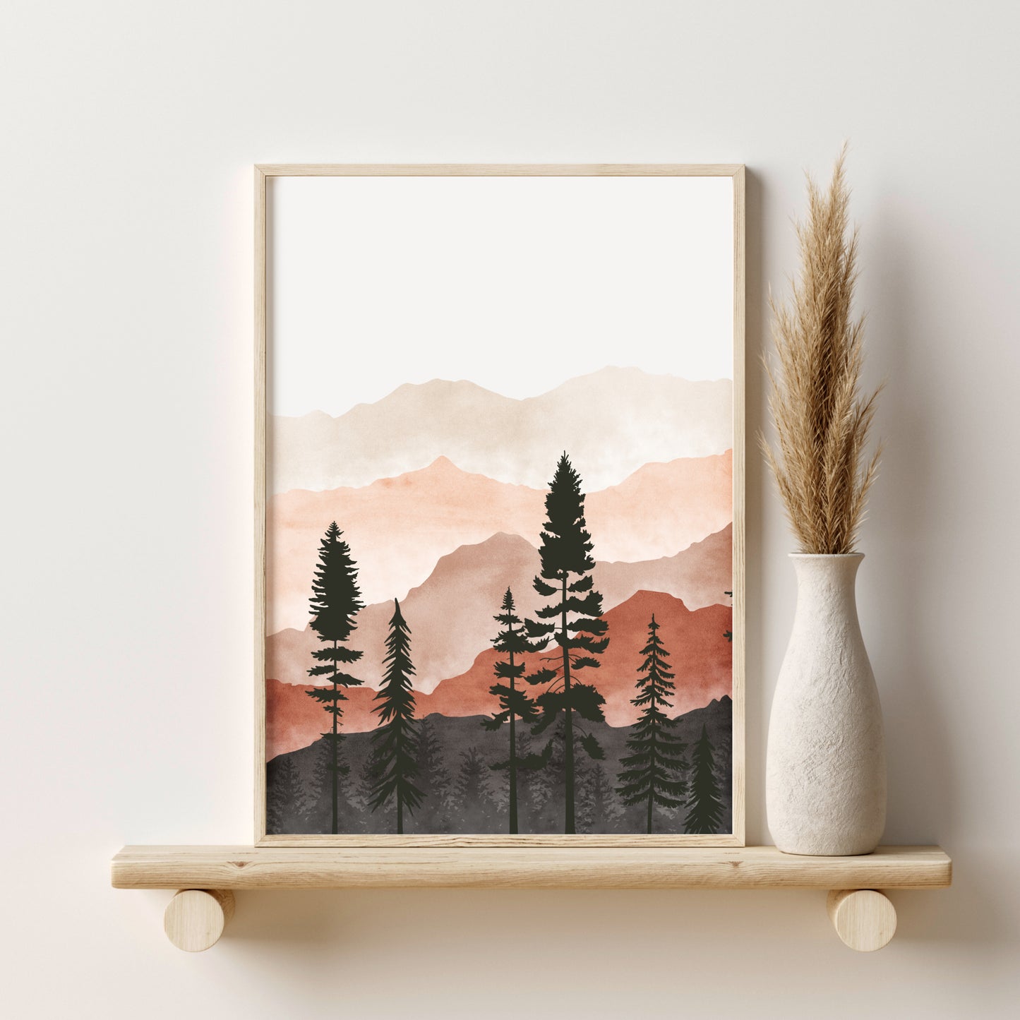 Printable Terra Cotta Landscape Wall Art Mountain Art Print