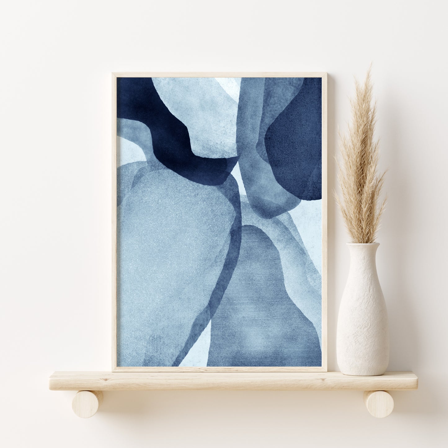 Printable Navy Blue Soft Mods Abstract Set of 3