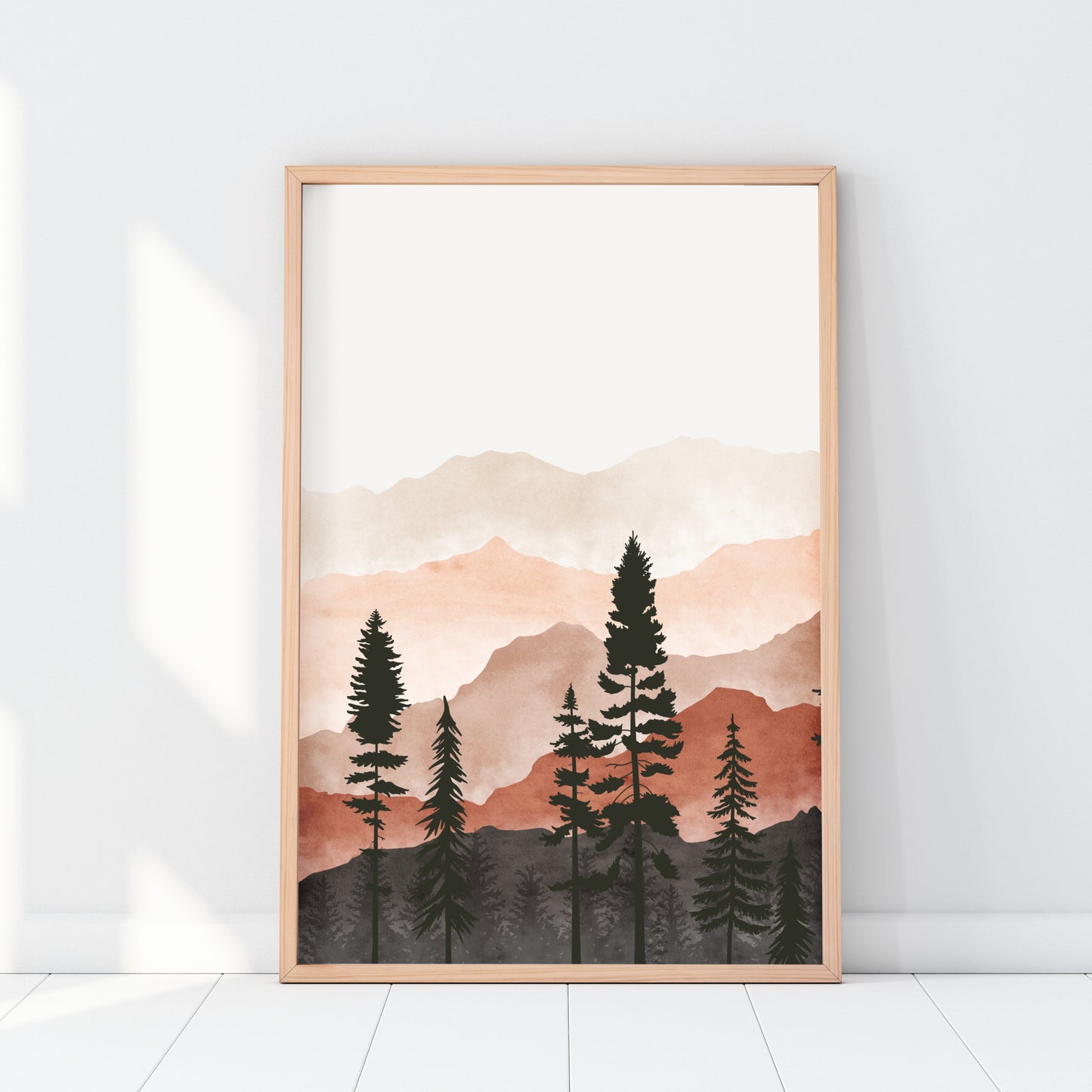 Printable Terra Cotta Landscape Wall Art Mountain Art Print