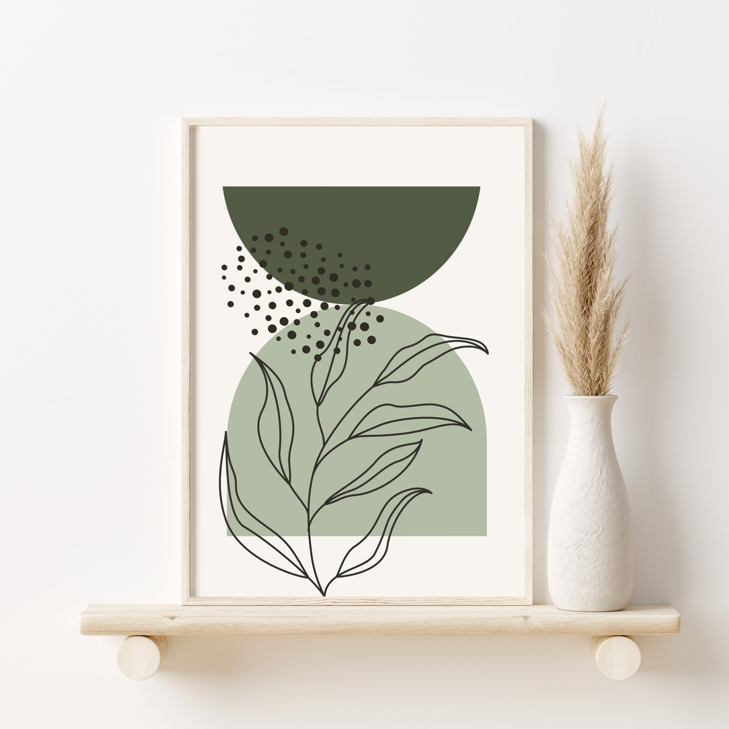 Printed Sage Green Boho Wall Art Set of 3