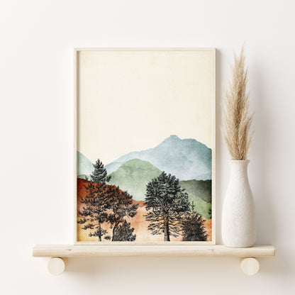 Printable Watercolor Mountain Landscape Set of 3