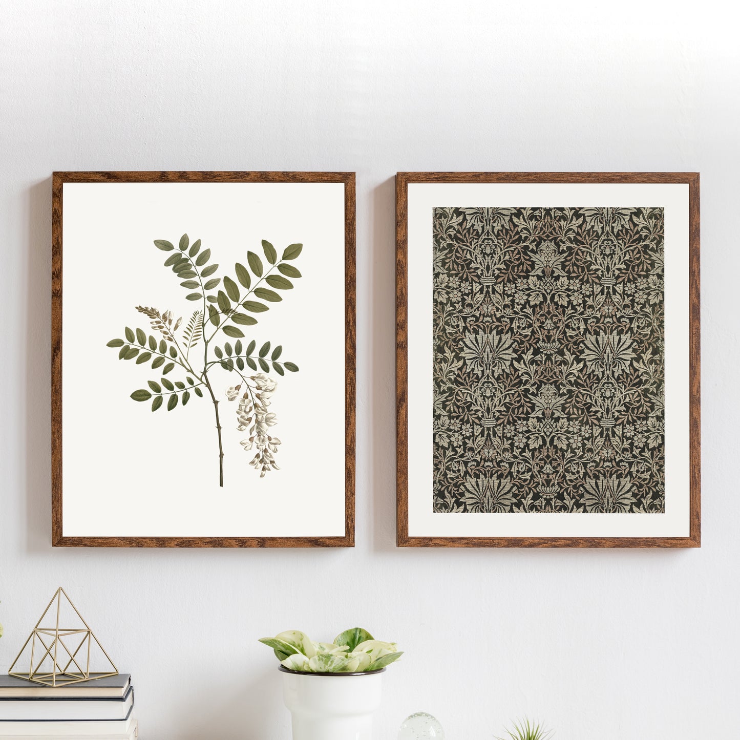 Printed Green Vintage Wall Art Set of 2