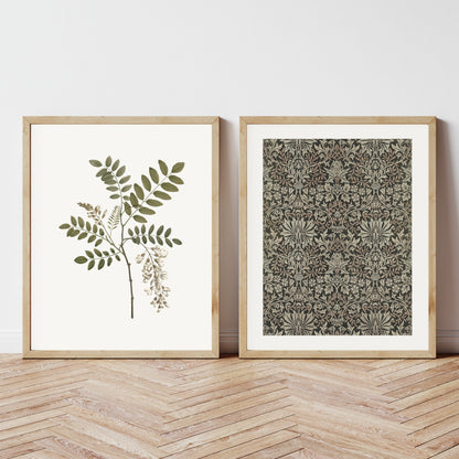 Printed Green Vintage Wall Art Set of 2