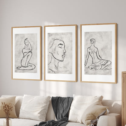 Printable Abstract Woman Sketch Set of 3