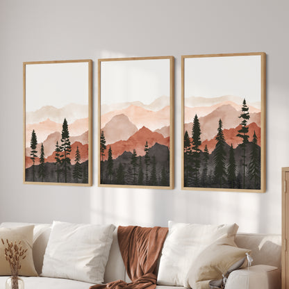 Printed Terracotta Landscape Set of 3 Prints