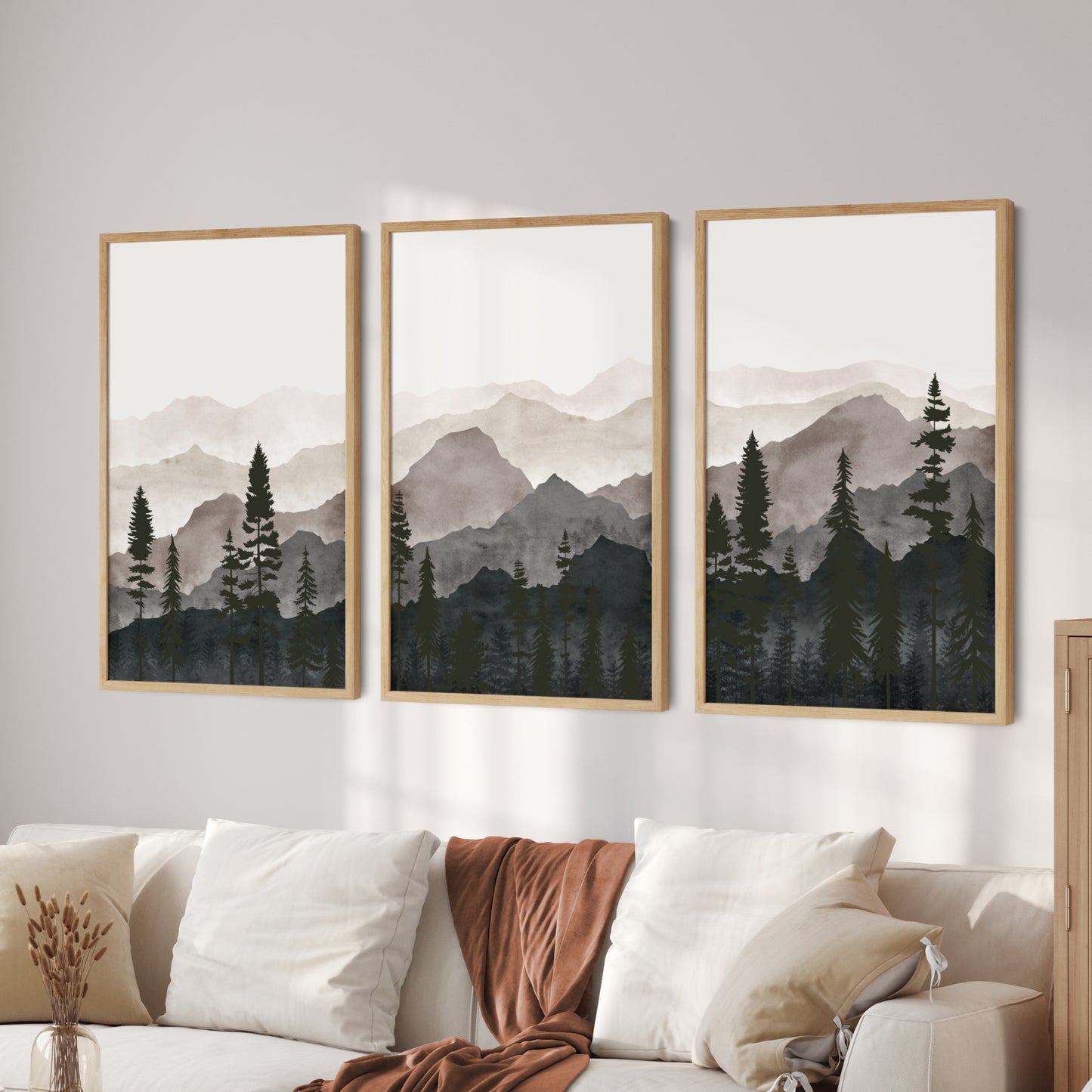 Printed Neutral Landscape Set of 3 Prints