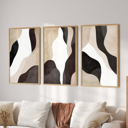 Printable Black and Beige Abstract Print Set