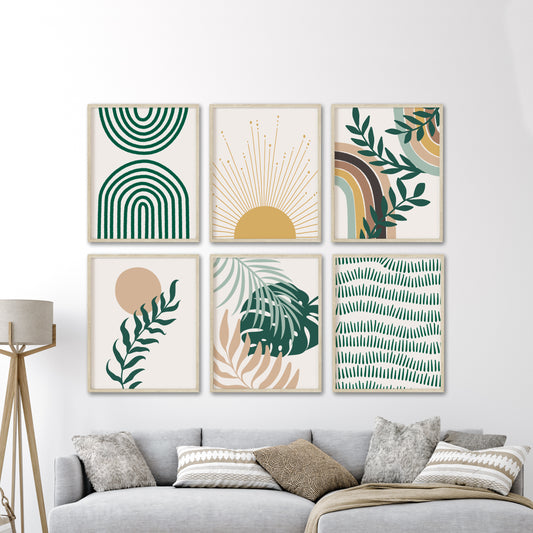 Printable Sage Green Wall Art Gallery Wall Set, Mid Century Modern Prints