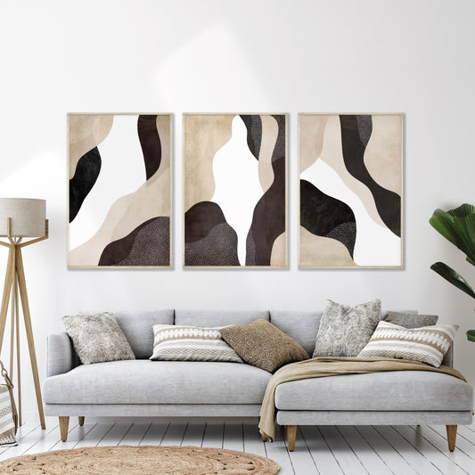 Printed Neutral Abstract Shapes Wall Art Set