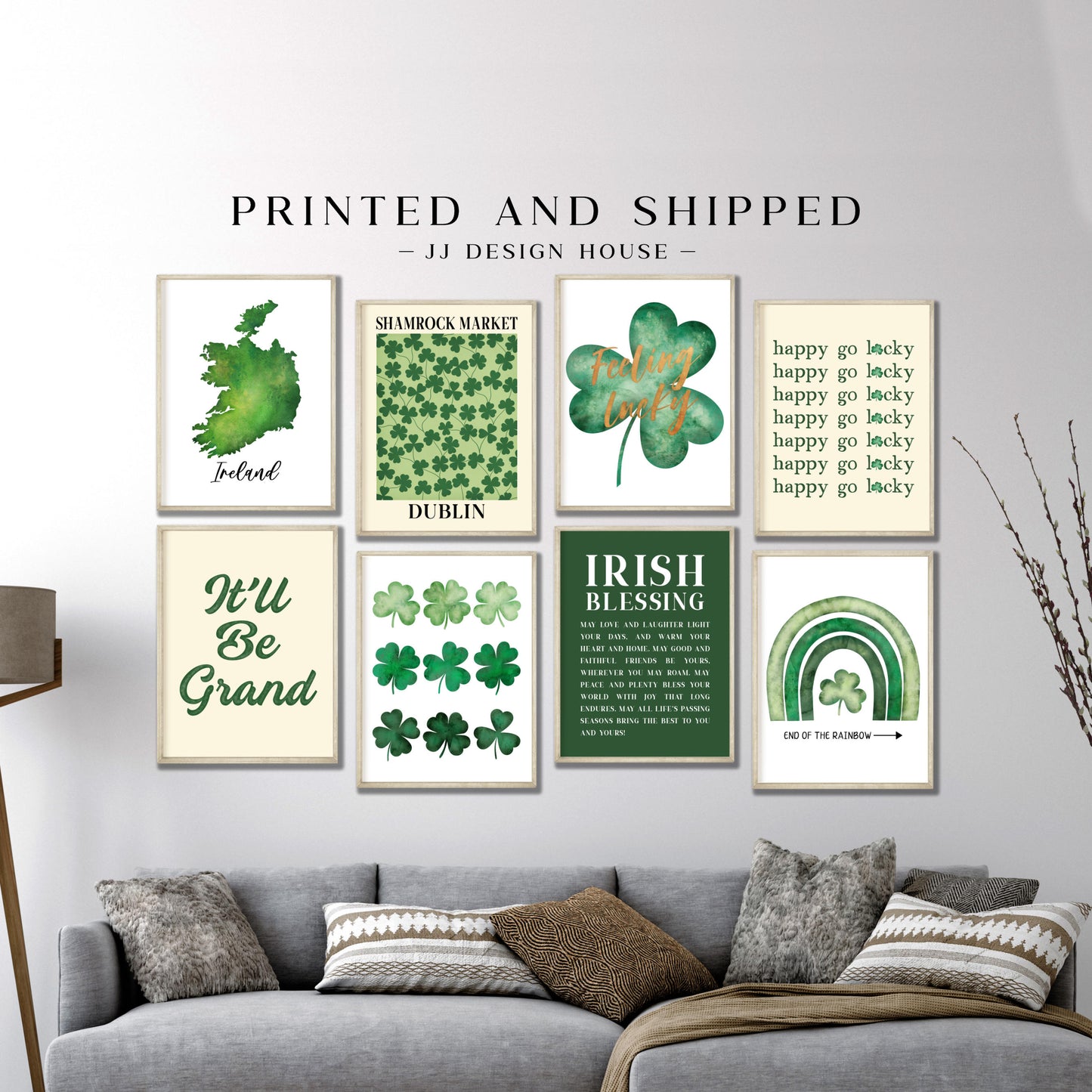 Printed Art St Patrick's Day Wall Art Gallery Set of 8