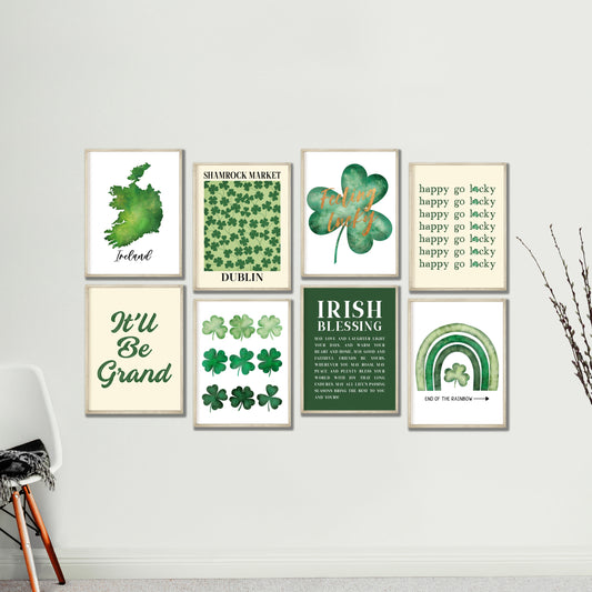 Printable St Patrick's Day Prints Set of 8, St Patricks Day Wall Art