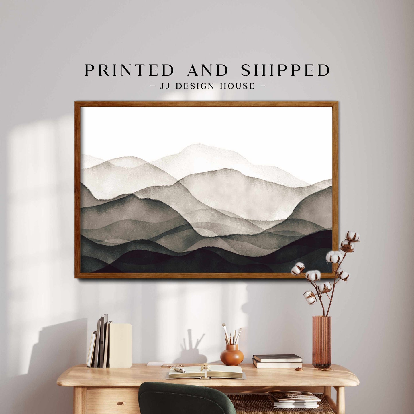 Printed Neutral Watercolor Mountain Wall Art