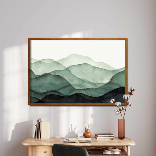 Printable Green Watercolor Landscape Wall Art Print