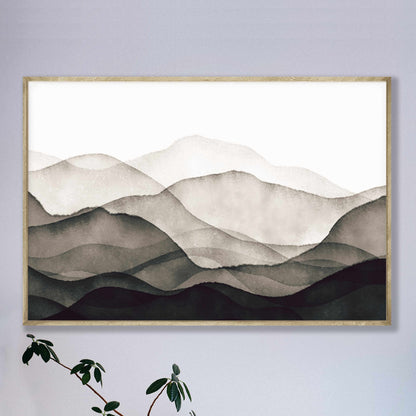 Printed Neutral Watercolor Mountain Wall Art