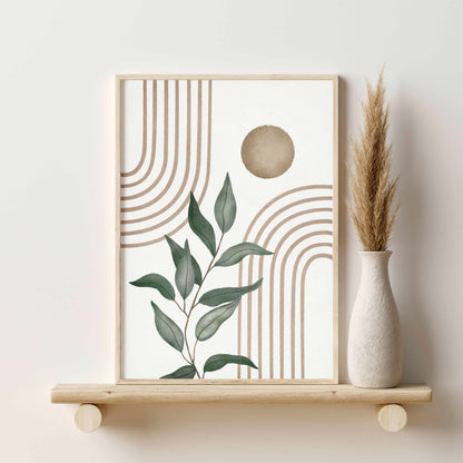 Printed Art Sage Green Mid Century Modern Gallery Wall Art Set