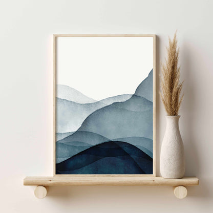 Printed Navy Blue Landscape Set of 3 Prints