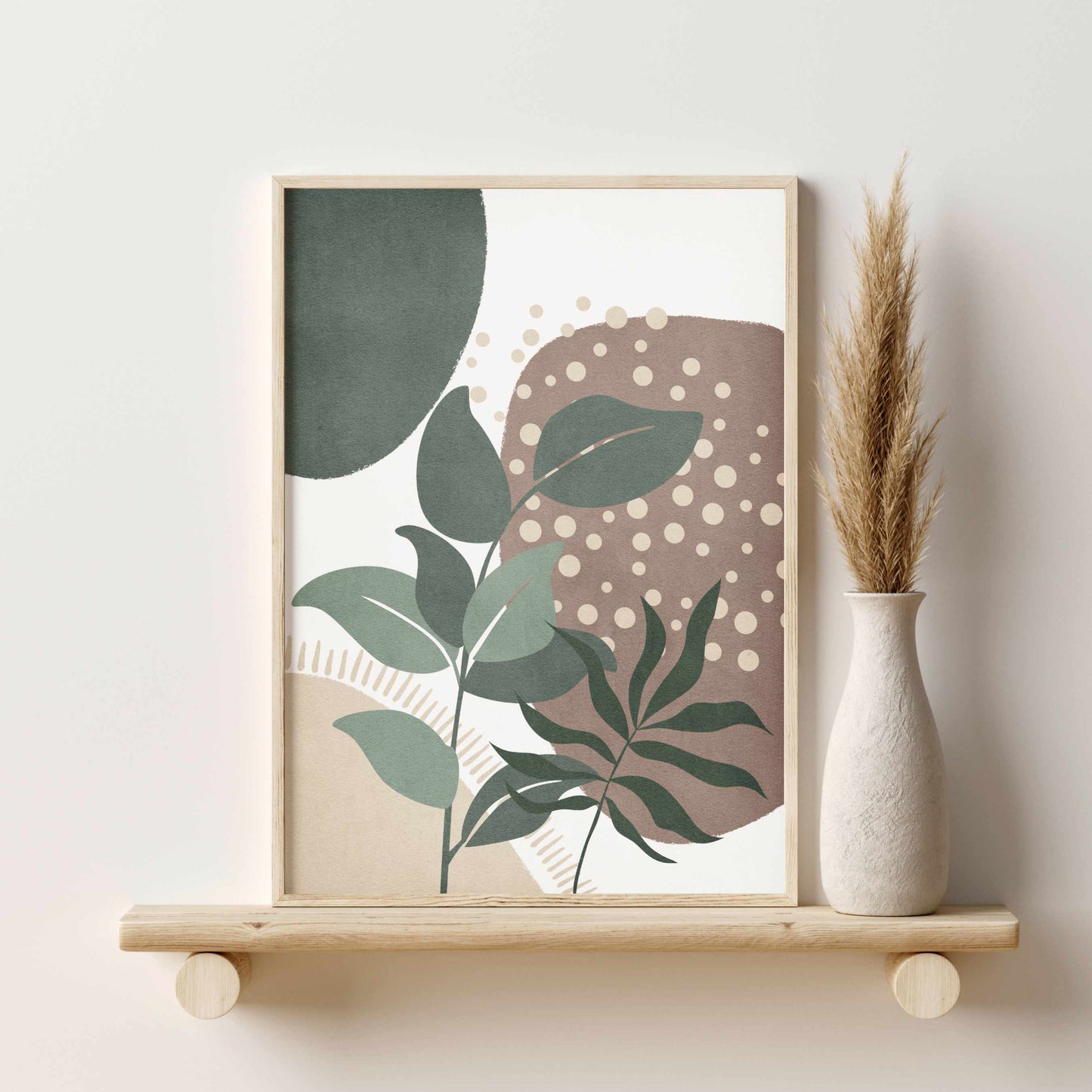 Printed Art Sage Green Mid Century Modern Gallery Wall Art Set