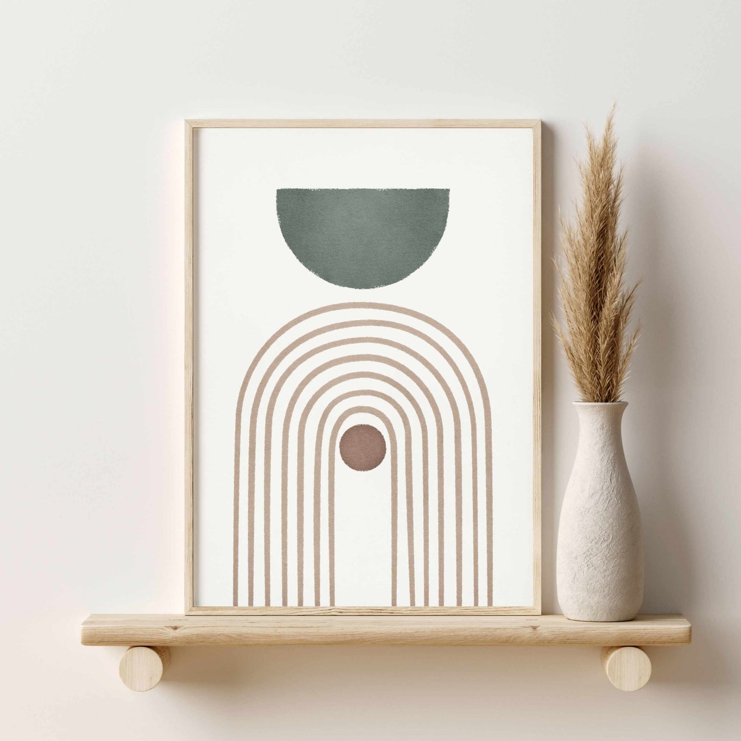 Printed Art Sage Green Mid Century Modern Gallery Wall Art Set