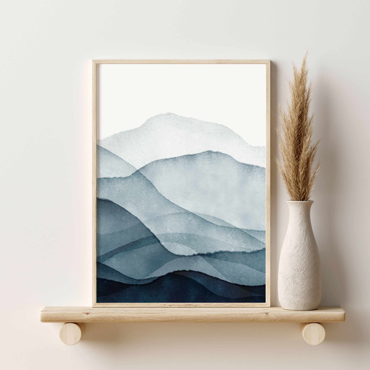 Printed Navy Blue Landscape Set of 3 Prints