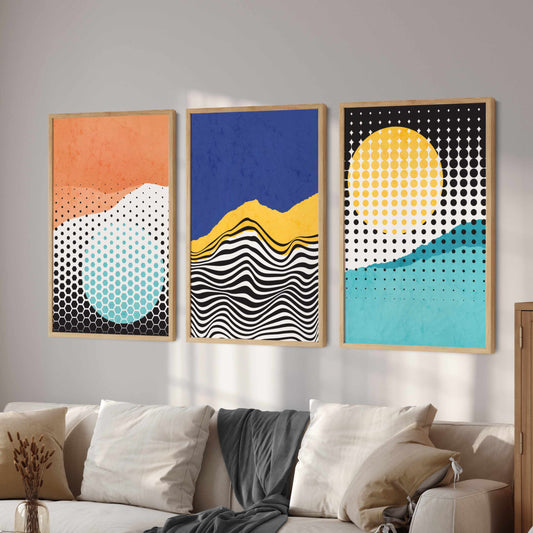 Printable Mid Century Modern Colorful Wall Art Set of 3