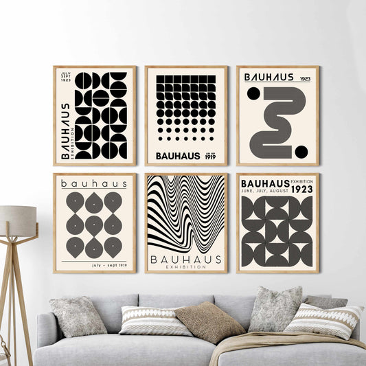 Printable Bauhaus Mid Century Modern Wall Art Set of 6 Prints