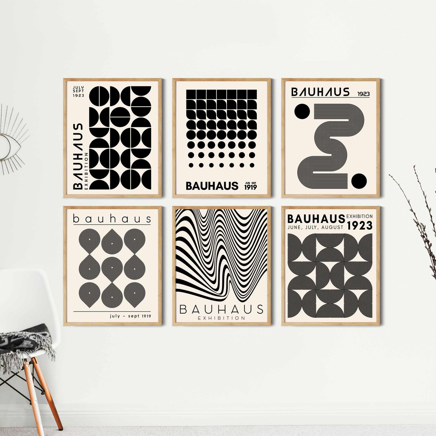 Printable Bauhaus Mid Century Modern Wall Art Set of 6 Prints