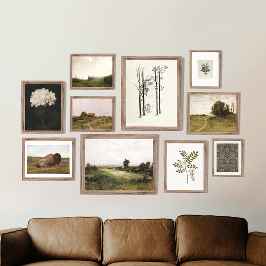 Printable Vintage Gallery Wall Print Set of 10 Green Wall Art