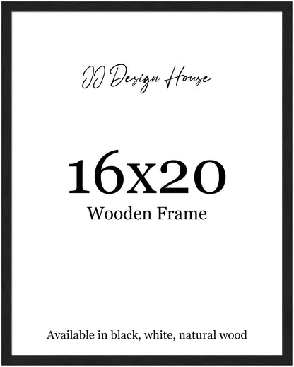 16x20 Inch Individual Black, White, or Natural Wood Color Wooden Frame