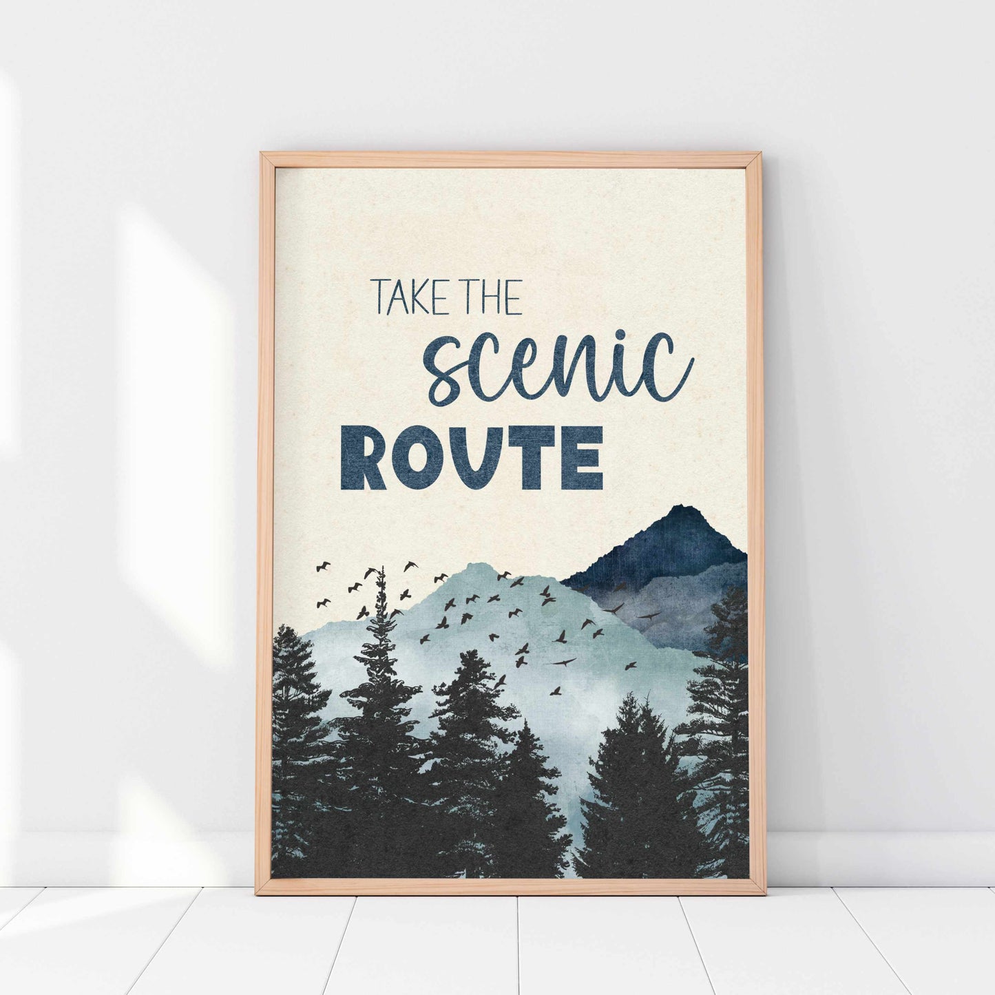 a poster with the words take the scenic route on it