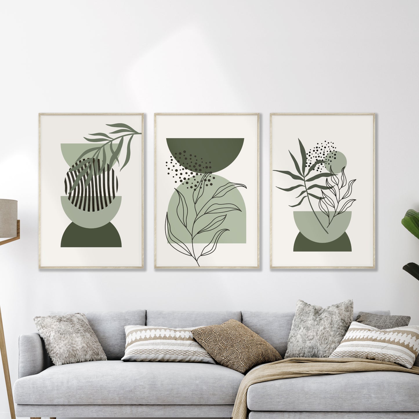 Printable Green Wall Art Set of 3 Prints