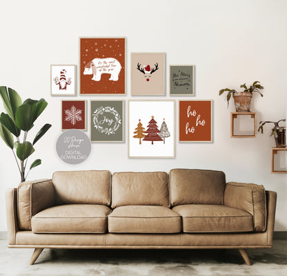 Printable Christmas Decor Set of 8 Prints, Gallery Wall Art