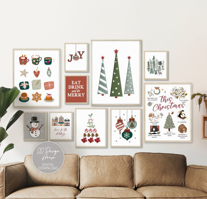Printable Christmas Decor, Christmas Wall Art Set of 10