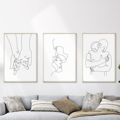 Printable Wall Art Couple One Line Drawing, Minimalist Line Art, Bedroom Wall Art