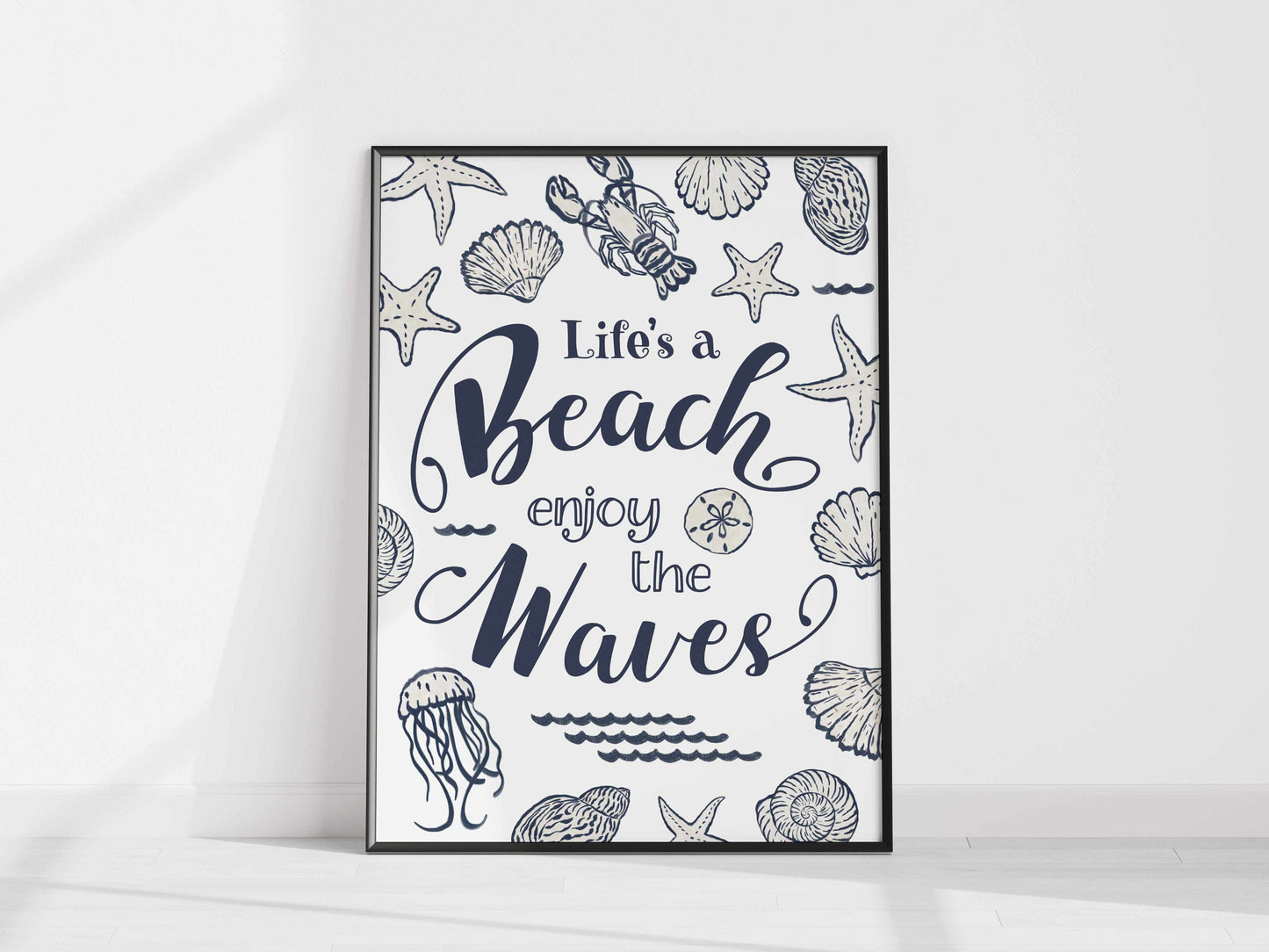 Printed Coastal Wall Art - Life's a Beach Enjoy the Waves Print - Beach House Decor