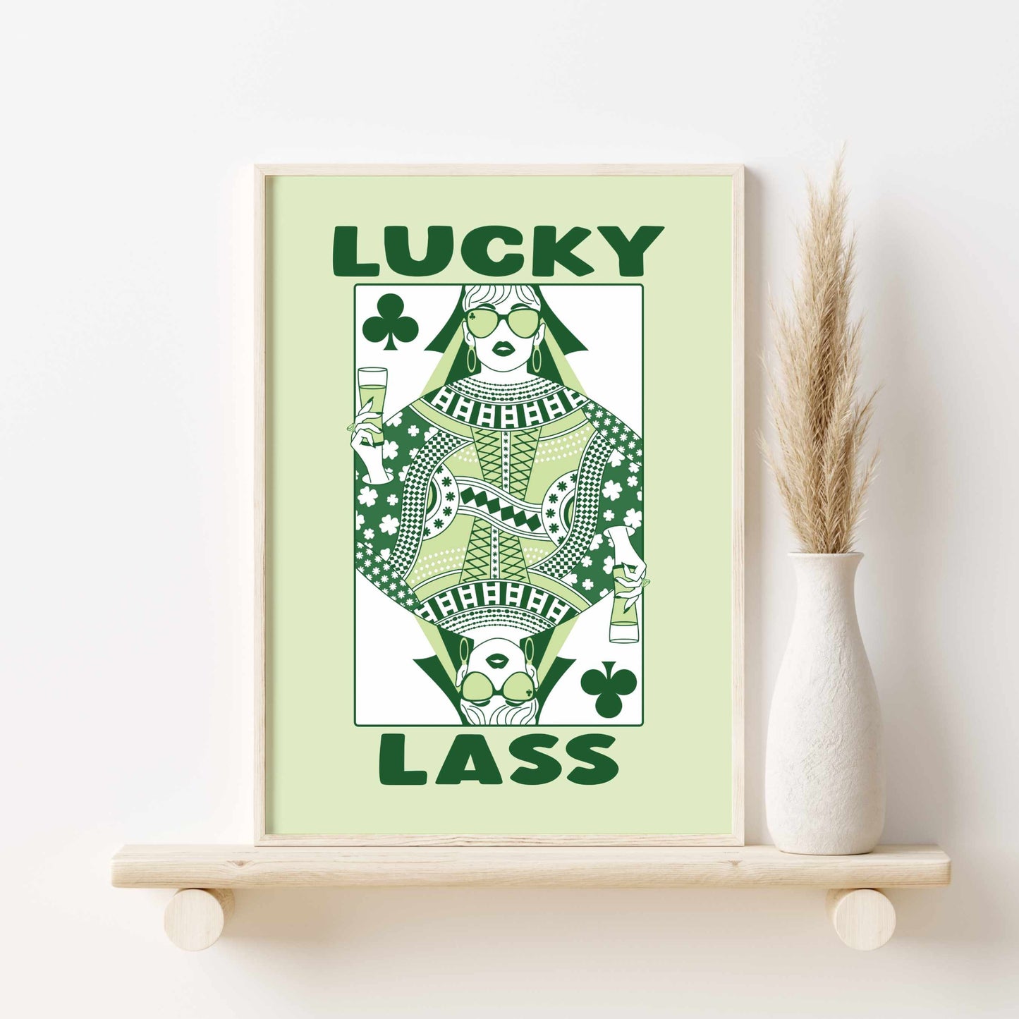 Printed St Patrick's Day Decor Poster, Queen of Clubs Lucky Lass