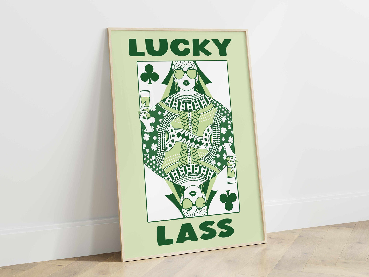 Printed St Patrick's Day Decor Poster, Queen of Clubs Lucky Lass