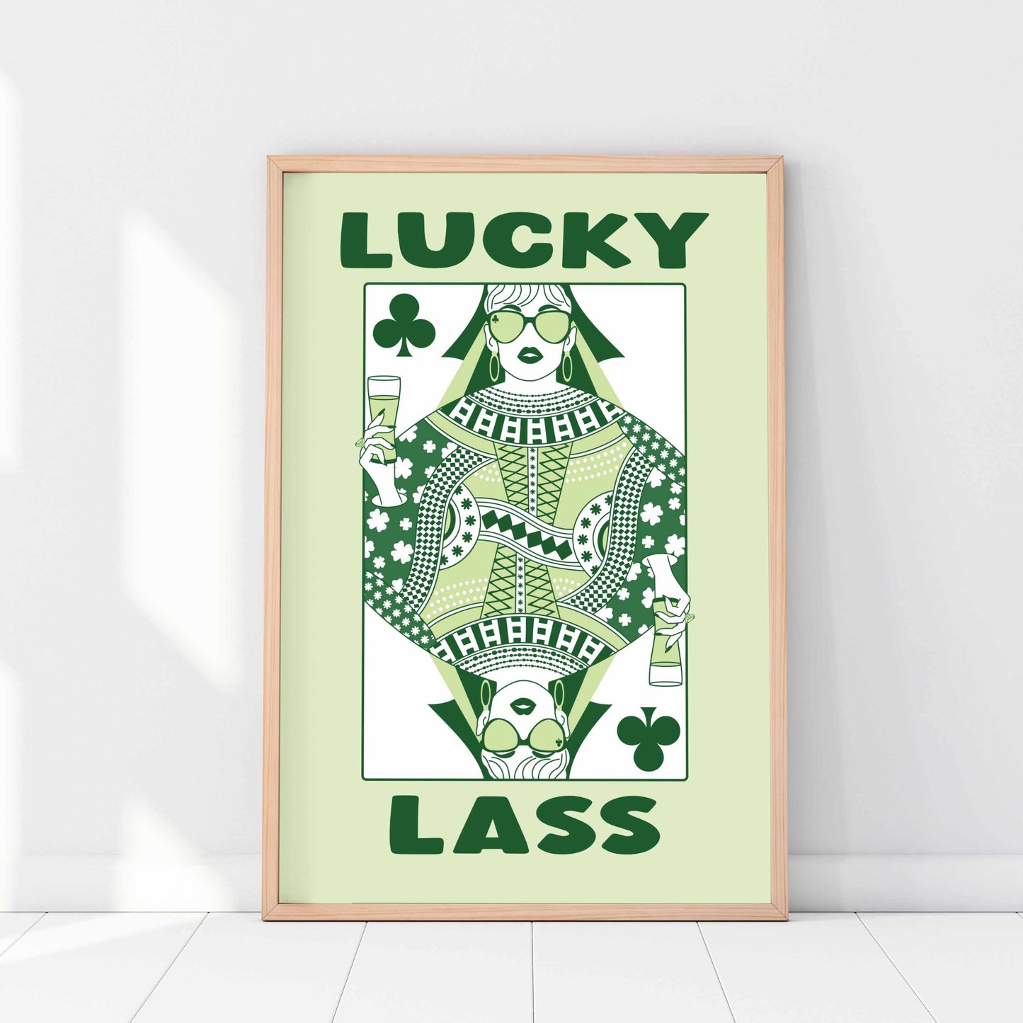 Printed St Patrick's Day Decor Poster, Queen of Clubs Lucky Lass