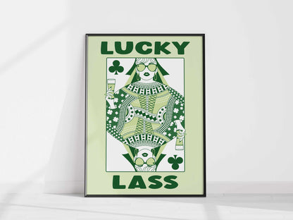 Printed St Patrick's Day Decor Poster, Queen of Clubs Lucky Lass