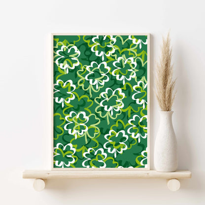 Printed Shamrock Wall Art Green Decor