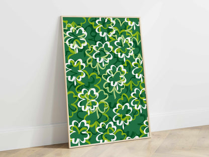 Printed Shamrock Wall Art Green Decor