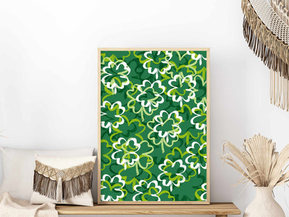 Printed Shamrock Wall Art Green Decor