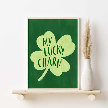 Printed My Lucky Charm Wall Art Green Decor